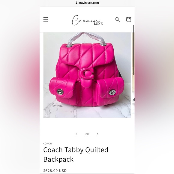 ❌SOLD❌ New Coach Tabby Quilted Backpack Dragonfruit Shoulder Bag - Hot Pink - Picture 15 of 15